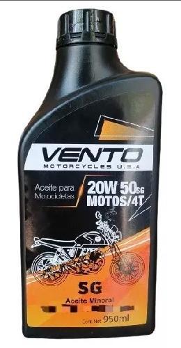Aceite de motor 4 tiempos mineral. Marca vento, 20w 50 SG (950 ml)