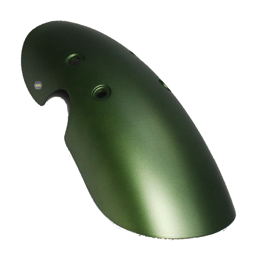 [E3-1051] Lodera/salpicadera delantera, material plastico, color verde mate