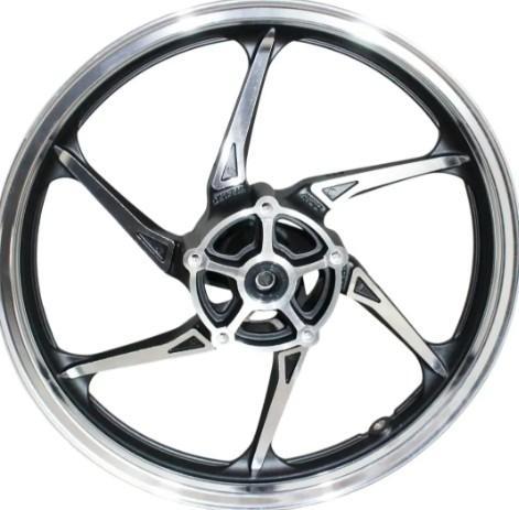 [E2-1163] Rin 17, de aspas (solido), color negro con bisel cromo, 5 birlos