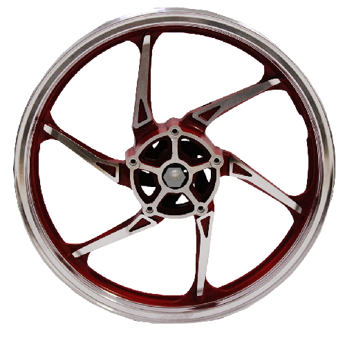 [E2-1161] Rueda delantera de aluminio HKD250-F (MT2,15X17/rodamiento) ROJA