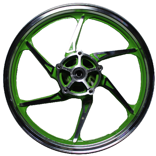 [E2-1173] Rueda delantera de aluminio HKD250-F (MT2,15X17/rodamiento) VERDE