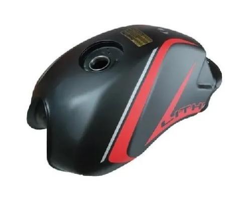 [E4-1014] Deposito/tanque de combustible/gasolina, color negro mate, material metal, XX litros, con stickers color rojo
