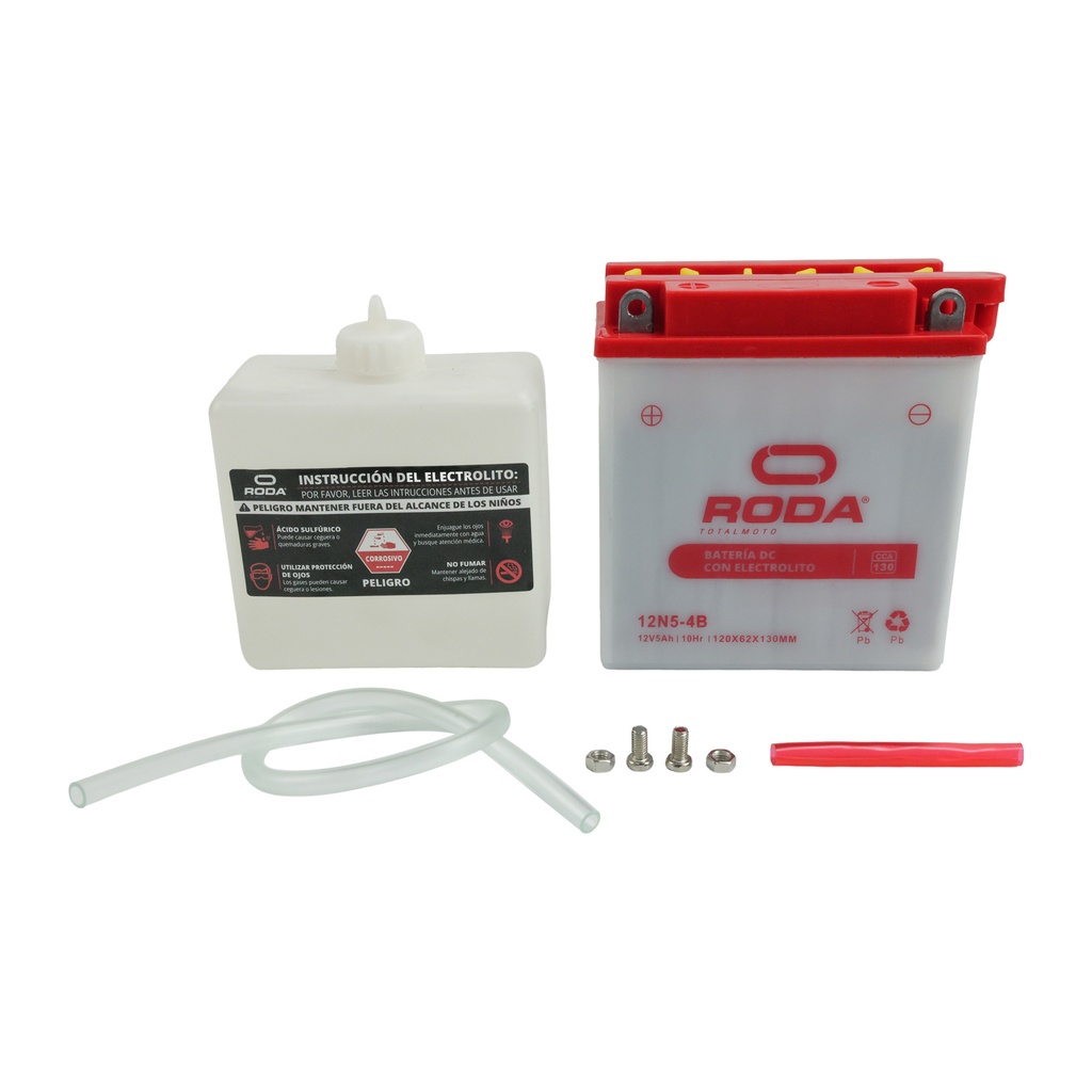 ACUMULADOR RODA DC C/ELECTROLITO (12N5-4B) 12V 5A Bateria pila