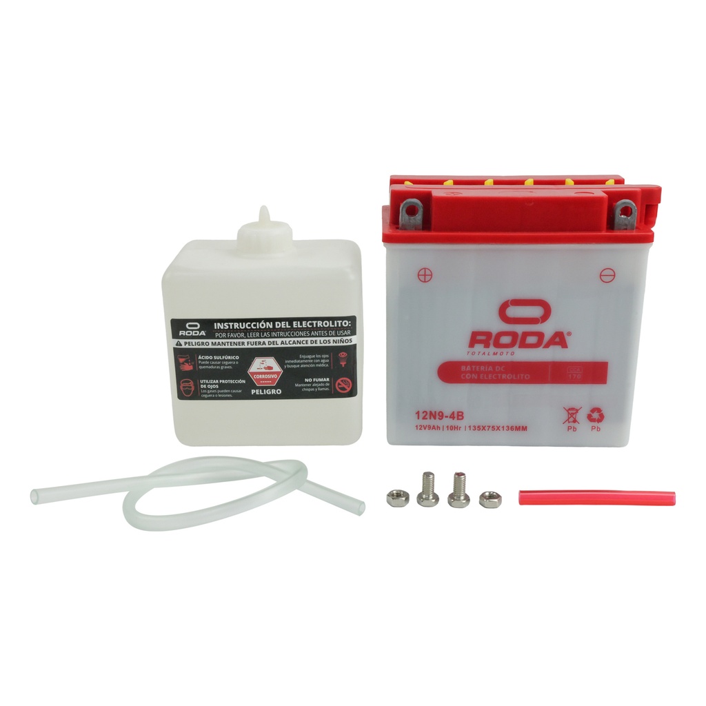 ACUMULADOR RODA DC C/ELECTROLITO (12N9-4B) 12V 8A Bateria pila