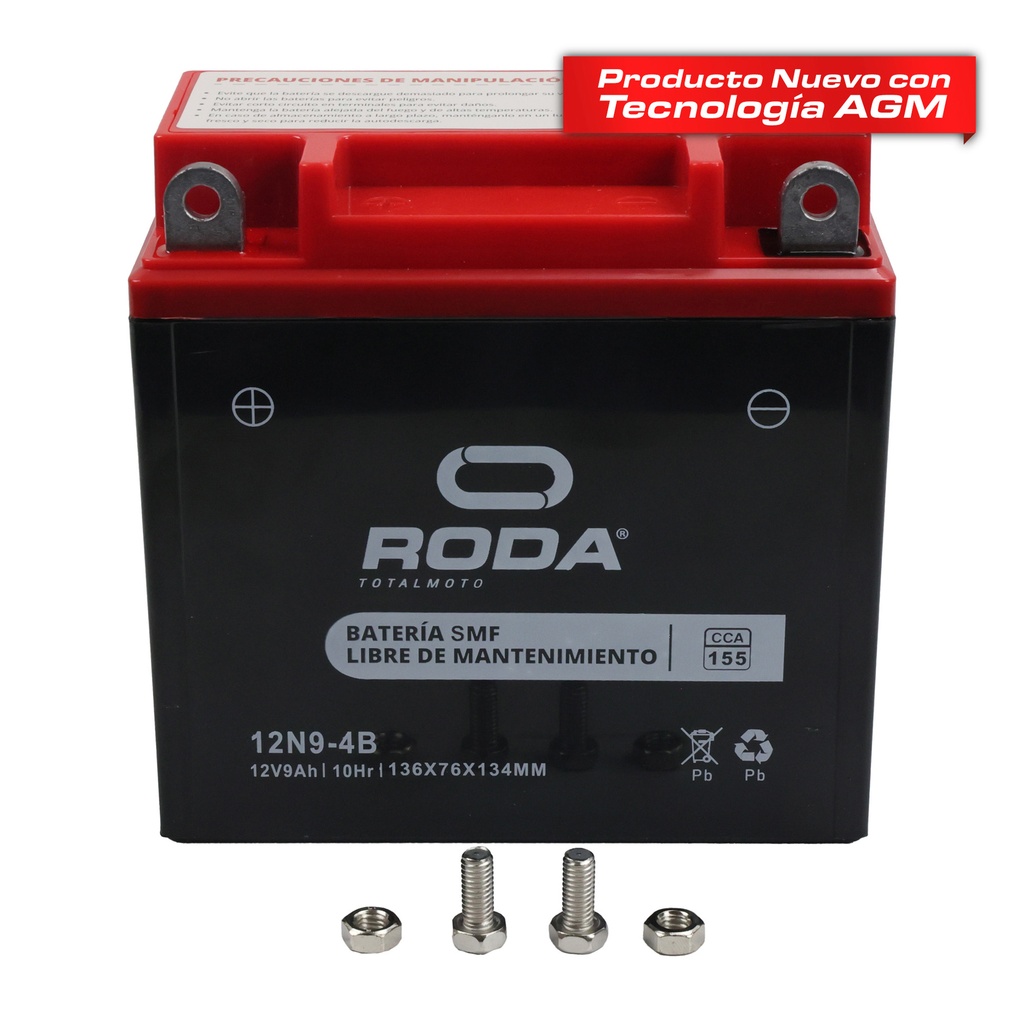 ACUMULADOR RODA SELLADO SMF (12N9-4B) 12V 7.5A Bateria pila