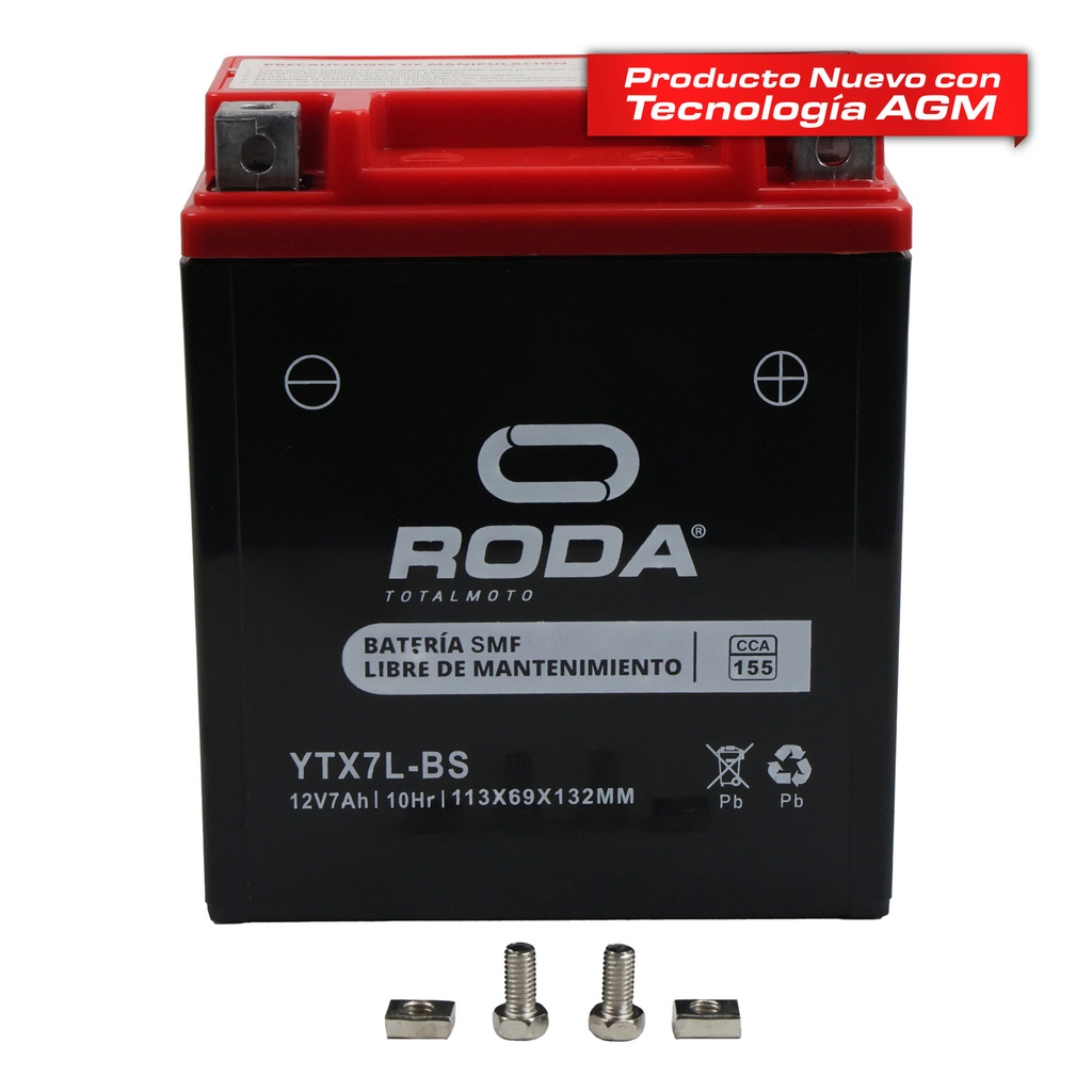 ACUMULADOR RODA SELLADO SMF (YTX7L-BS) 12V 6A Bateria pila