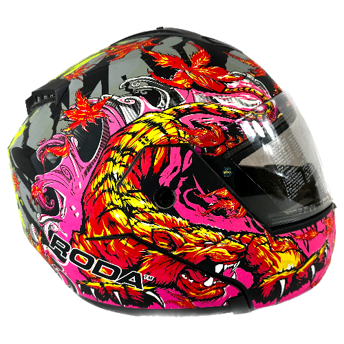 CASCO RODA REVENGE NARANJA/FUCSIA MATE TIGRE XL ABATIBLE