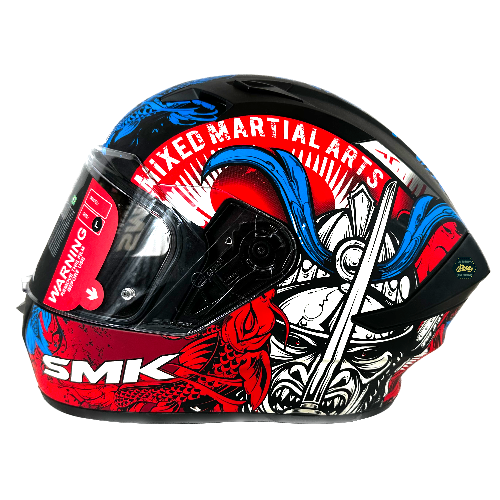 CASCO SMK STELLAR ROJO/AZUL MATE SAMURAI MA253 L CERRADO