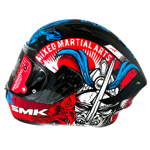 CASCO SMK STELLAR ROJO/AZUL MATE SAMURAI MA253 XL CERRADO