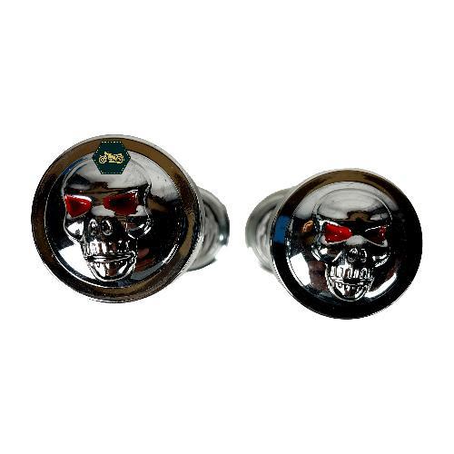 PUÑOS SET RODA NEGRO FLAMAS BLANCAS TAPA CROMO
