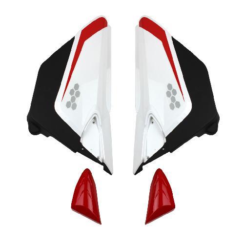 Cubierta/tapa lateral derecha e izquierda par/set, color blanca/rojo, material plastico