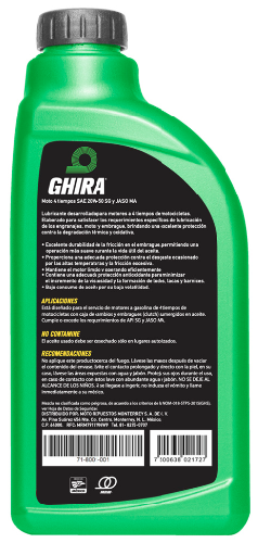 Aceite de motor 4 tiempos mineral. Marca ghira, 20w 50 SG (946 mm) (1 pieza)
