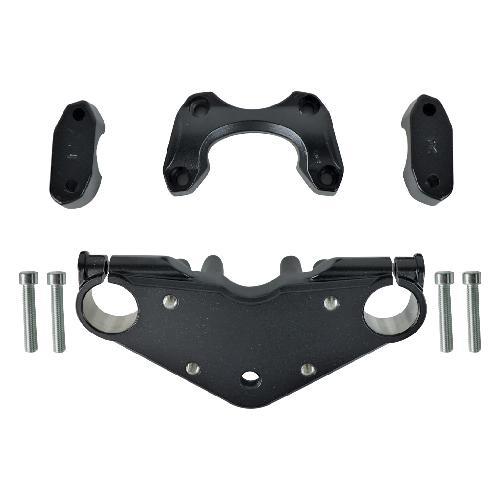 Base de manubrio/yugo superior color negro gloss (incluye abrazaderas, inferiores y superiores)