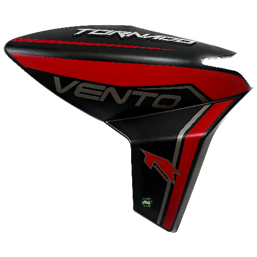 [A9-1057] Cubierta/tapa derecha de tanque. Color negra con rojo, material plastico, con sticker de vento