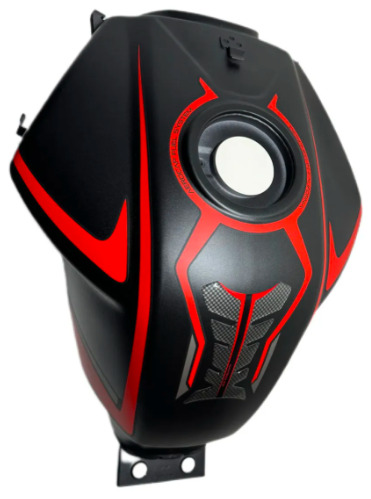 [E4-1035] Deposito/tanque de combustible/gasolina, color negro, material metal, XX litros, con stickers color rojo