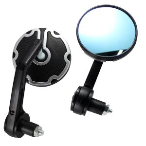 [ESP-C04NP] ESPEJOS REDONDOS NEGROS / PLATA CAFE RACER