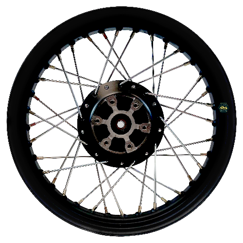 [E2-1003] Rin trasero 17", de rayos, color negro mate, 6 birlos. (3.00x17)