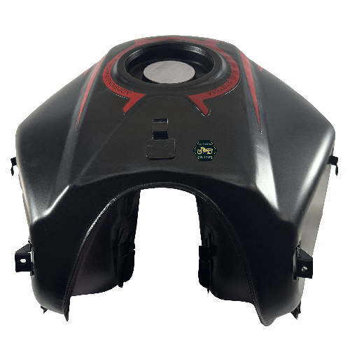[E4-1038] Deposito/tanque de combustible/gasolina, color negro, material metal, XX litros, con stickers color gris y rojo