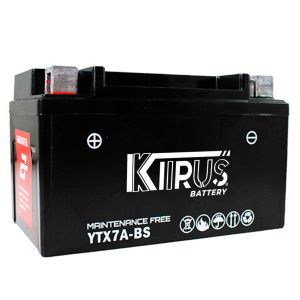 BATERIA SELLADA KIIRUS YTX7A-BS (+/-) 12Vcc  7Ah 149*93*85 mm