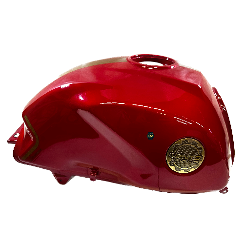 [E4-1047] Deposito/tanque de combustible/gasolina, color rojo, material metal, XX litros, con stickers color rojo y dorado