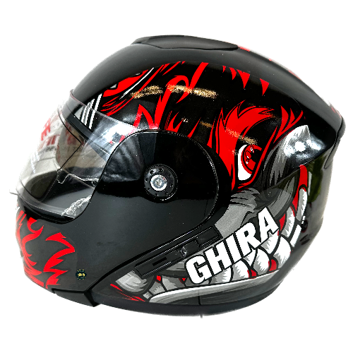 CASCO GHIRA GH1200 ROJO BIG TEETH Largo ABATIBLE