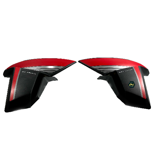 Cubierta/tapa derecha e izquierda de tanque. Color negra con rojo, material plastico