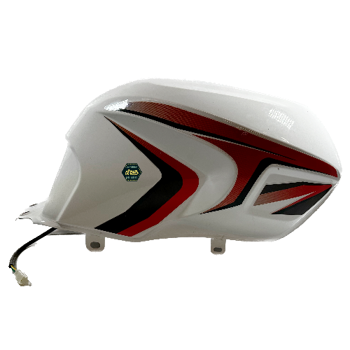 Deposito/tanque de combustible/gasolina, color blanco, material metal, 20 litros, con stickers color rojo con negro