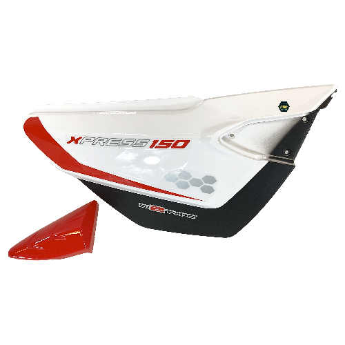 [CUB-4206-0302A] Cubierta/tapa lateral derecha, color blanca/rojo, material plastico, sticker 150