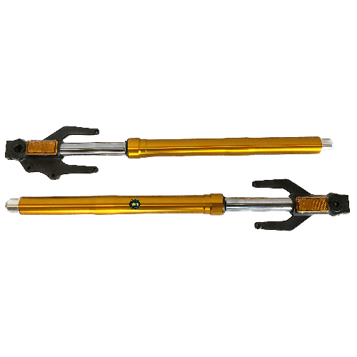 [C1-1064] Barra de suspension delantera derecha e izquierda juego/par/set. Tipo invertida, color dorado