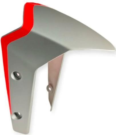 [E3-1021] Guardabarros/lodera/salpicadera delantera (parte frontal), material plastico, color gris con rojo