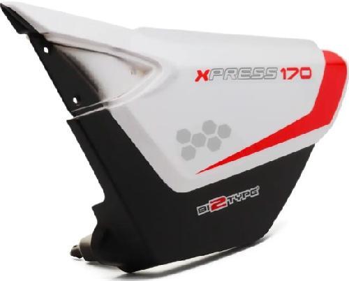 Cubierta/tapa lateral izquierda, color blanca/rojo, material plastico, sticker 170
