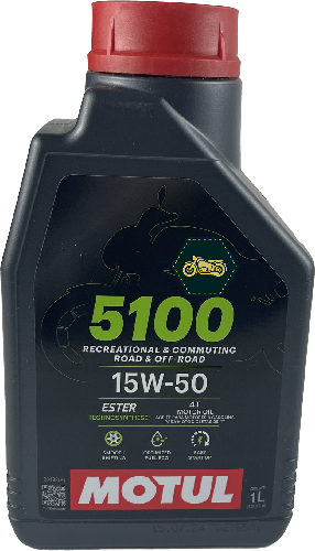 Aceite de motor 4 tiempos semisintetico. Marca motul 5100, 15w 50 (1 L)