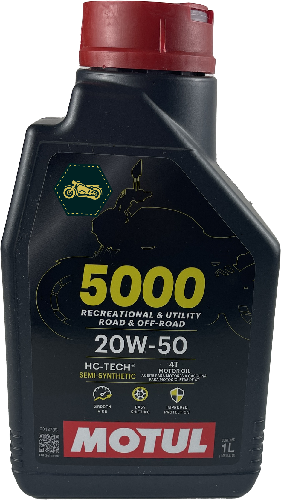 Aceite de motor 4 tiempos semisintetico. Marca motul 5000, 20w 50 ( 1 L)
