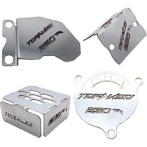 JUEGO DE PROTECTORES (ABRAZADERA DE MANUBRIO, CALIPER, LIQUIDO DE FRENO)   ACERO INOXIDABLE