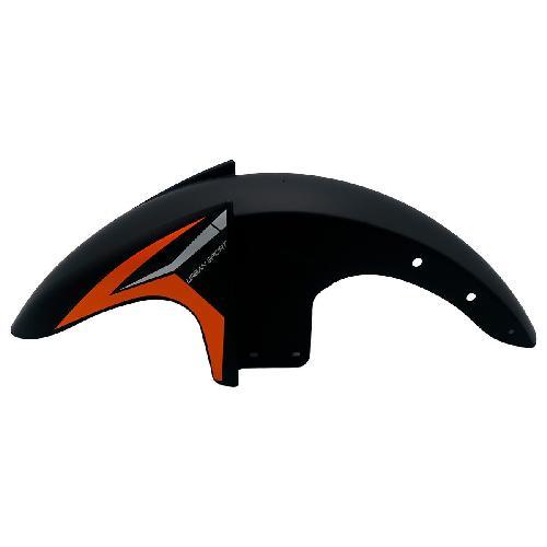 Guardabarros/lodera/salpicadera delantera, material plastico, color negro, con stickers naranja y leyenda "urban sport"