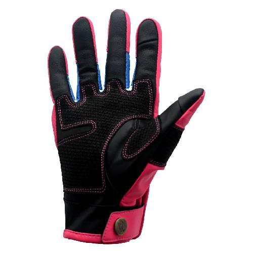 GUANTES PIEL  PROTECCION EN MOLDE EN NUDILLOS TOUCH SCREEN ROSA/AZUL/NEGRO TALLA M