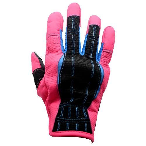 GUANTES PIEL  PROTECCION EN MOLDE EN NUDILLOS TOUCH SCREEN ROSA/AZUL/NEGRO TALLA L