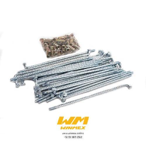 [E2-1155] Rayos con niple juego/kit/set (36 piezas), color cromo, tipo liso