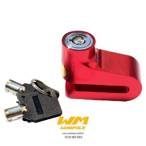 [A6-1008] Candado para disco, material aluminio, color rojo