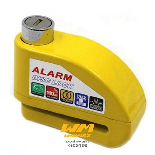 Candado para disco con alarma, material metal, color amarillo