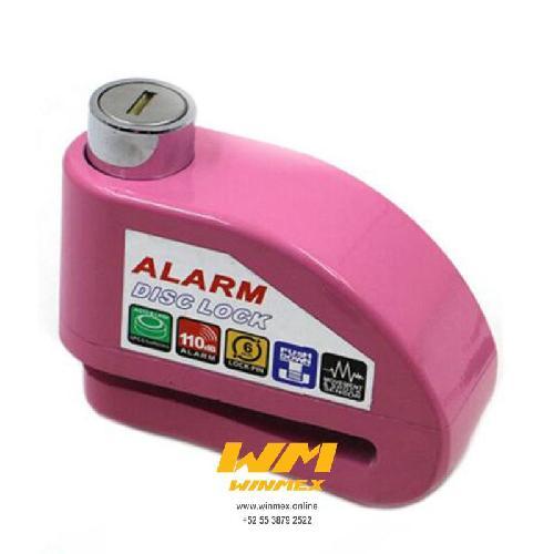 Candado para disco con alarma, material metal, color rosa