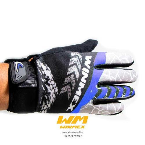 Guantes talla unitalla con dedo tactil para celular, antideslizante en palma, sin protecciones, material tela, color azul con negro