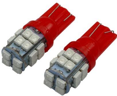 Foco de pellizco, tipo led, 20 leds, luz roja, 12 volts, T-10