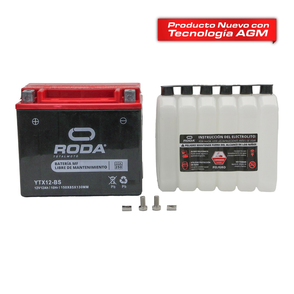 [22-5030-001] ACUMULADOR RODA MF C/ELECTROLITO (YTX12-BS) 12V 10A Bateria pila