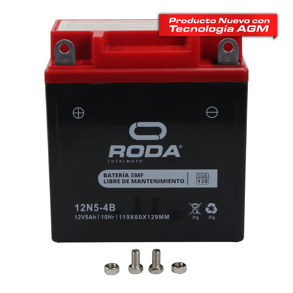 [22-5019-001] ACUMULADOR RODA SELLADO SMF (12N5-4B) 12V 4.5A Bateria pila